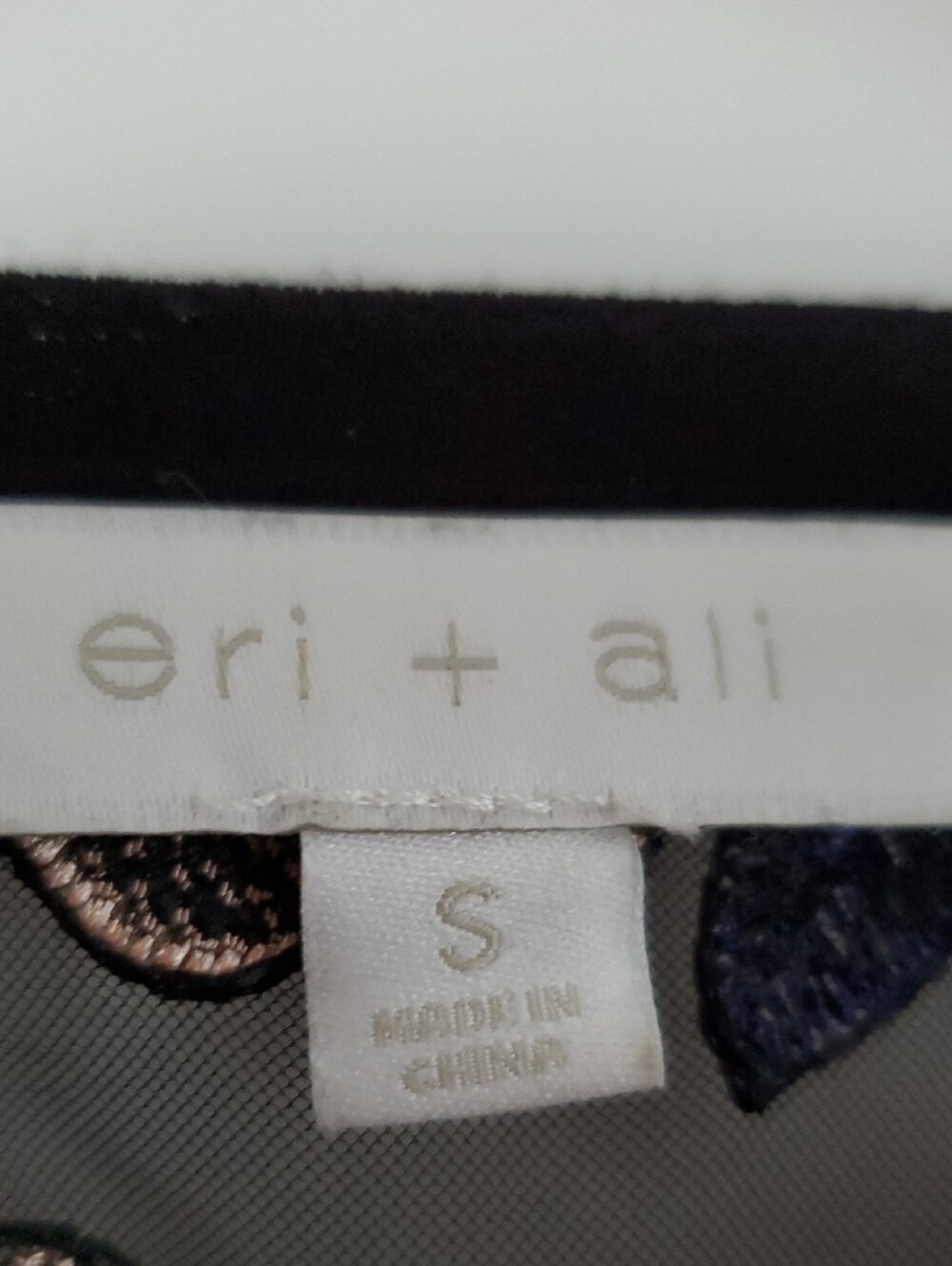 Eri+Ali Floral Embroidered Black Mesh Peplum Tunic - Picture 3 of 5